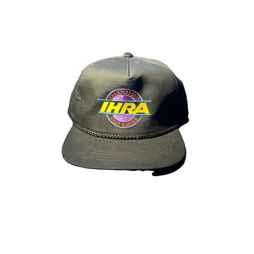 Vintage IHRA Championship Drag Racing Trucker Hat /Cap Black Adjustable Snapback